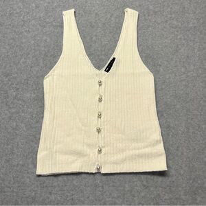 ASOS Women’s Knitted Tank‎ With Pearl Buttons Cream New size 6